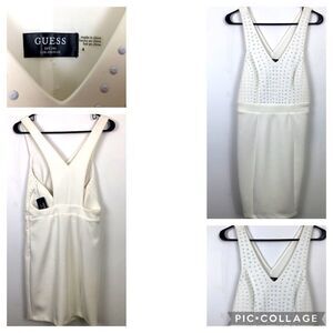NWT GUESS Size 4 White Embellished Halter Dress!